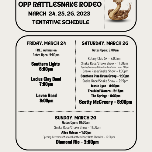 Rattlesnake Rodeo 2023 Tentative Schedule